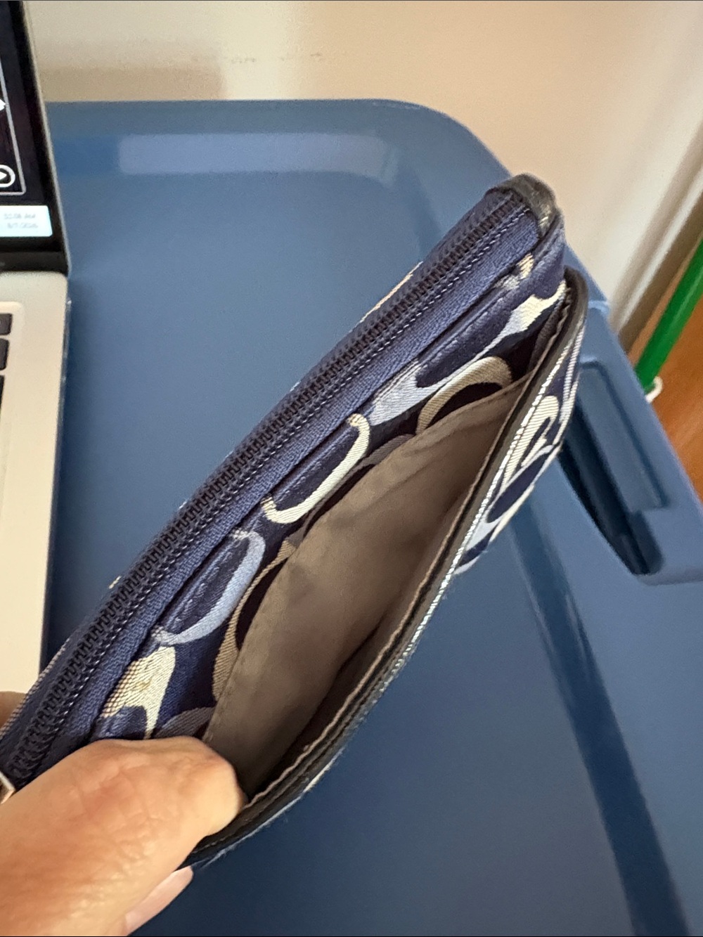 Coach Navy and Khaki Signature C Wristlet - Picture 8 of 10